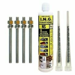Meilleure affaire ❤️ ING FIXATIONS KIT SCELLEMENT CHIMIQUE POLYESTER 300 ML + TIGES FILETÉES 10X160- A860050 😍